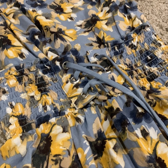 American Rag XS Blue/Yellow flower dress with corset lace up - Picture 2 of 4